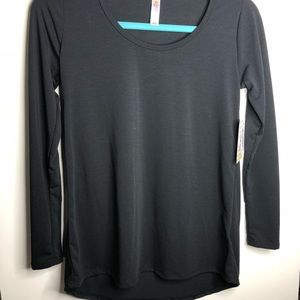 LuLaRoe Lynnae Long Sleeve Fall Tee XXS Black